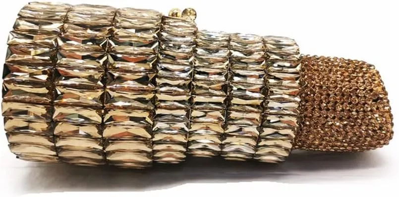 DJBM Women Lipstick Rhinestone Crystal Clutch Cocktail Prom Purse Handbag Diamond Evening Clutches for Party and Wedding