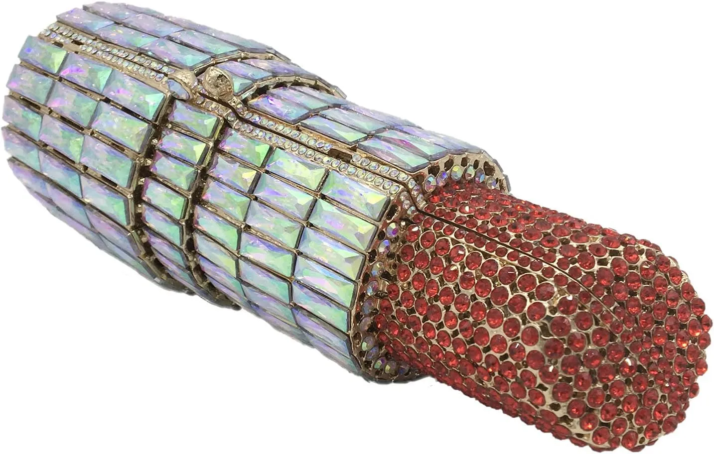 DJBM Women Lipstick Rhinestone Crystal Clutch Cocktail Prom Purse Handbag Diamond Evening Clutches for Party and Wedding