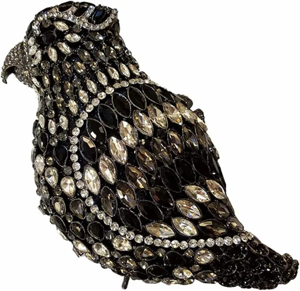 DJBM Women Parrot Animal Rhinestone Crystal Purse Prom Purses and Handbags Bird Evening Clutch for Party Wedding