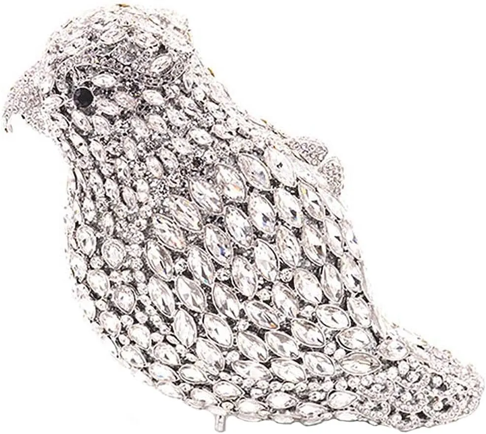 DJBM Women Parrot Animal Rhinestone Crystal Purse Prom Purses and Handbags Bird Evening Clutch for Party Wedding
