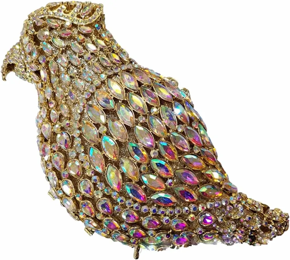 DJBM Women Parrot Animal Rhinestone Crystal Purse Prom Purses and Handbags Bird Evening Clutch for Party Wedding