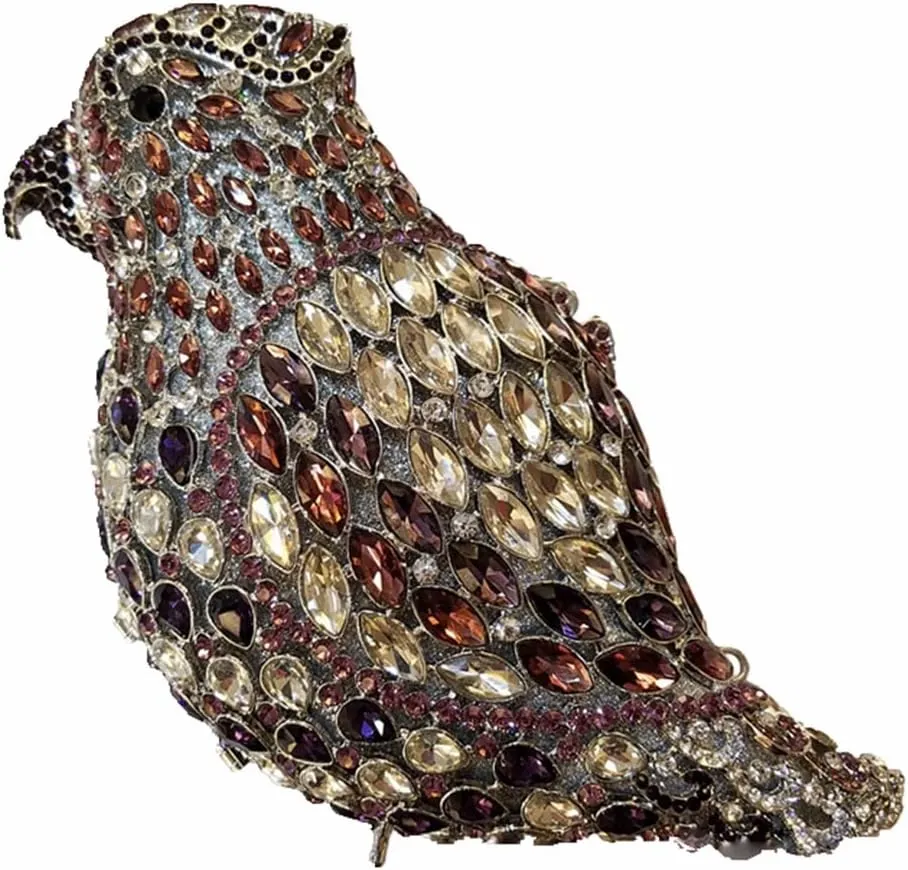 DJBM Women Parrot Animal Rhinestone Crystal Purse Prom Purses and Handbags Bird Evening Clutch for Party Wedding
