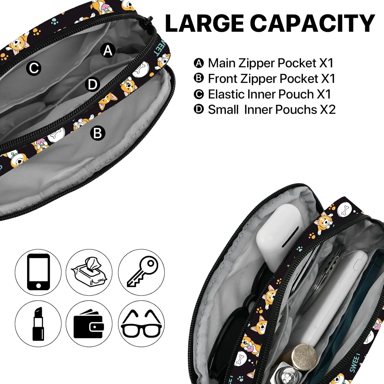 Dog Fanny Pack for Women Belt Bag Casual Waist Bags for Running Workout Hiking Traveling