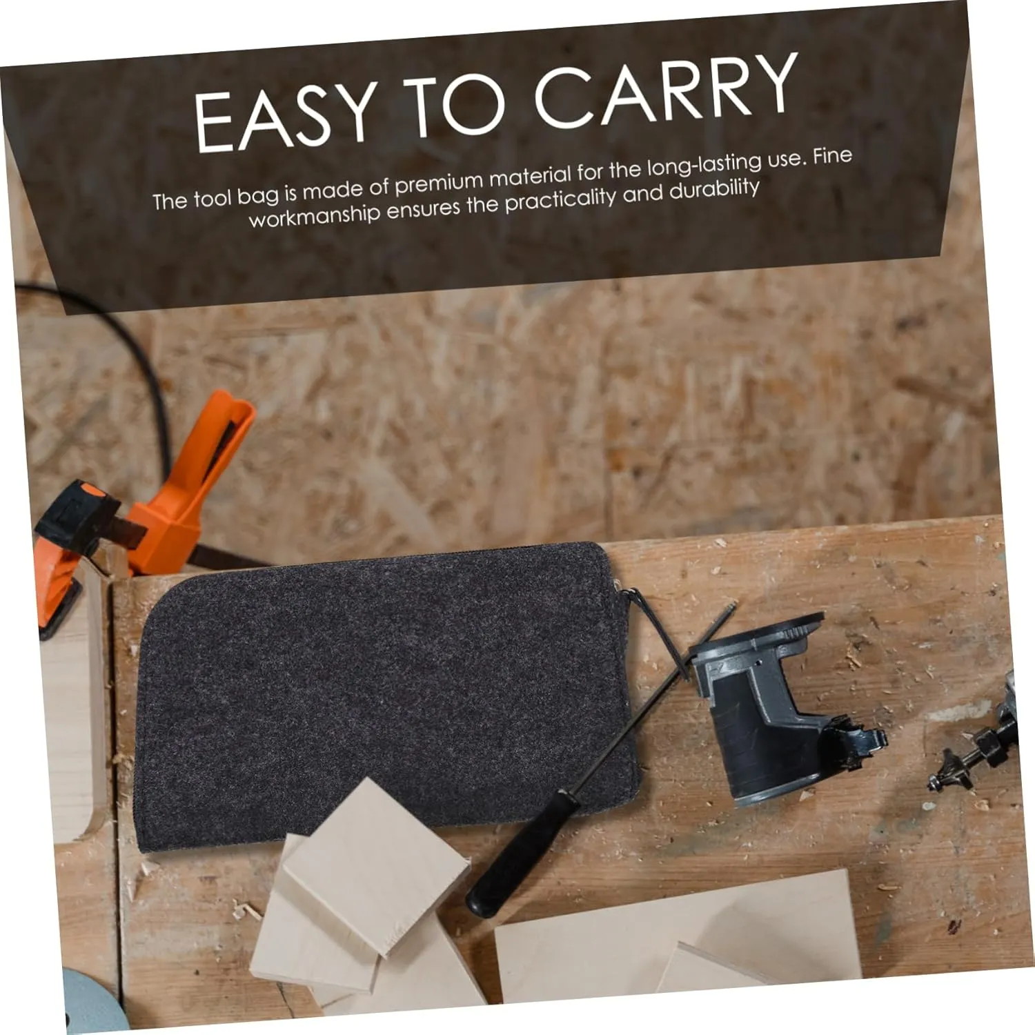 DOITOOL 2pcs Heavy Duty Felt Tool Bag for Clay Sculpting Tool Bag Zipper Small Organizer for Artists