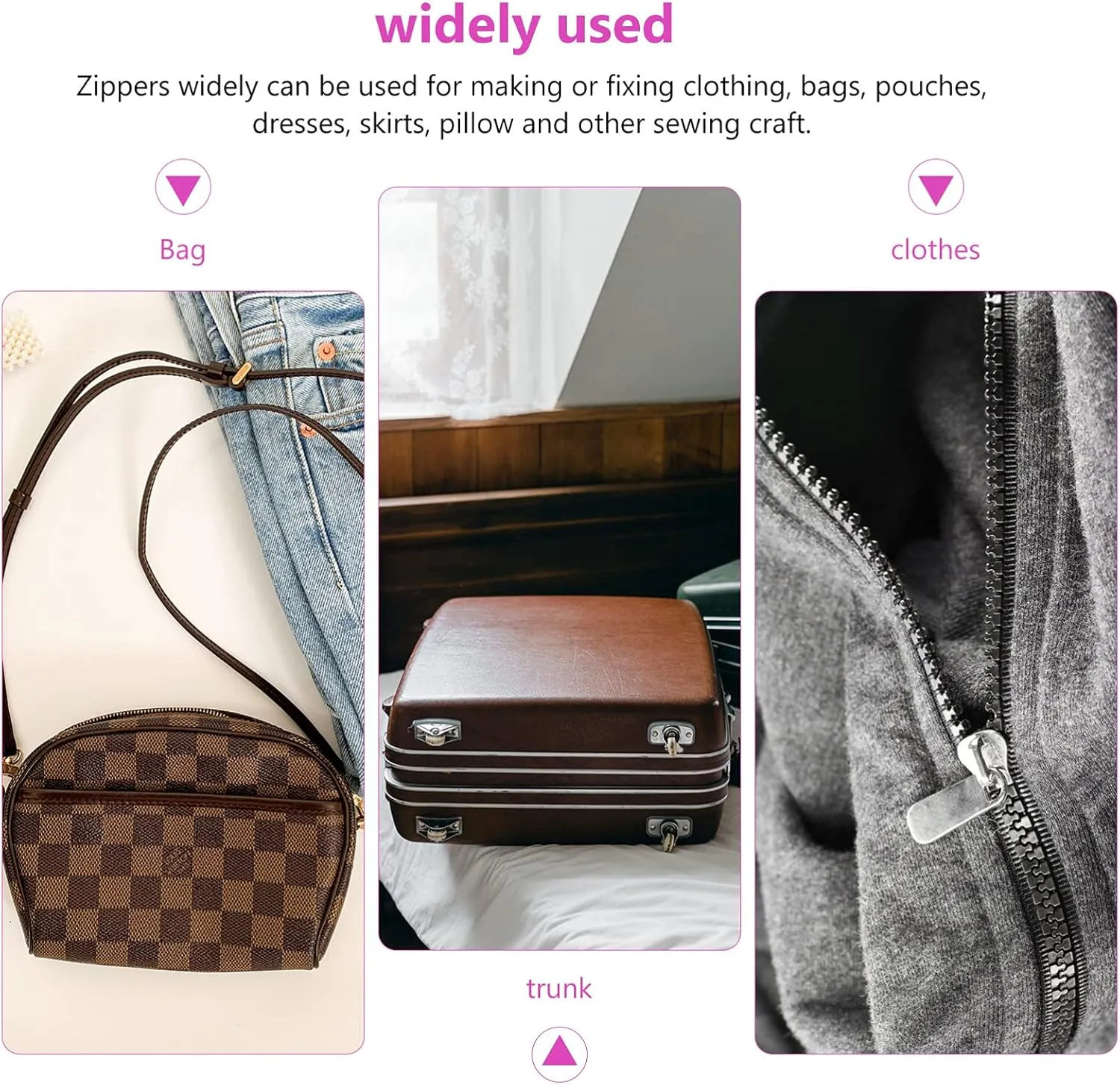DOITOOL 5 Nylon Coil Zipper with Craft Zipper Tabs Durable Sewing Accessory for DIY Clothing Storage Bags More Easy to Cut