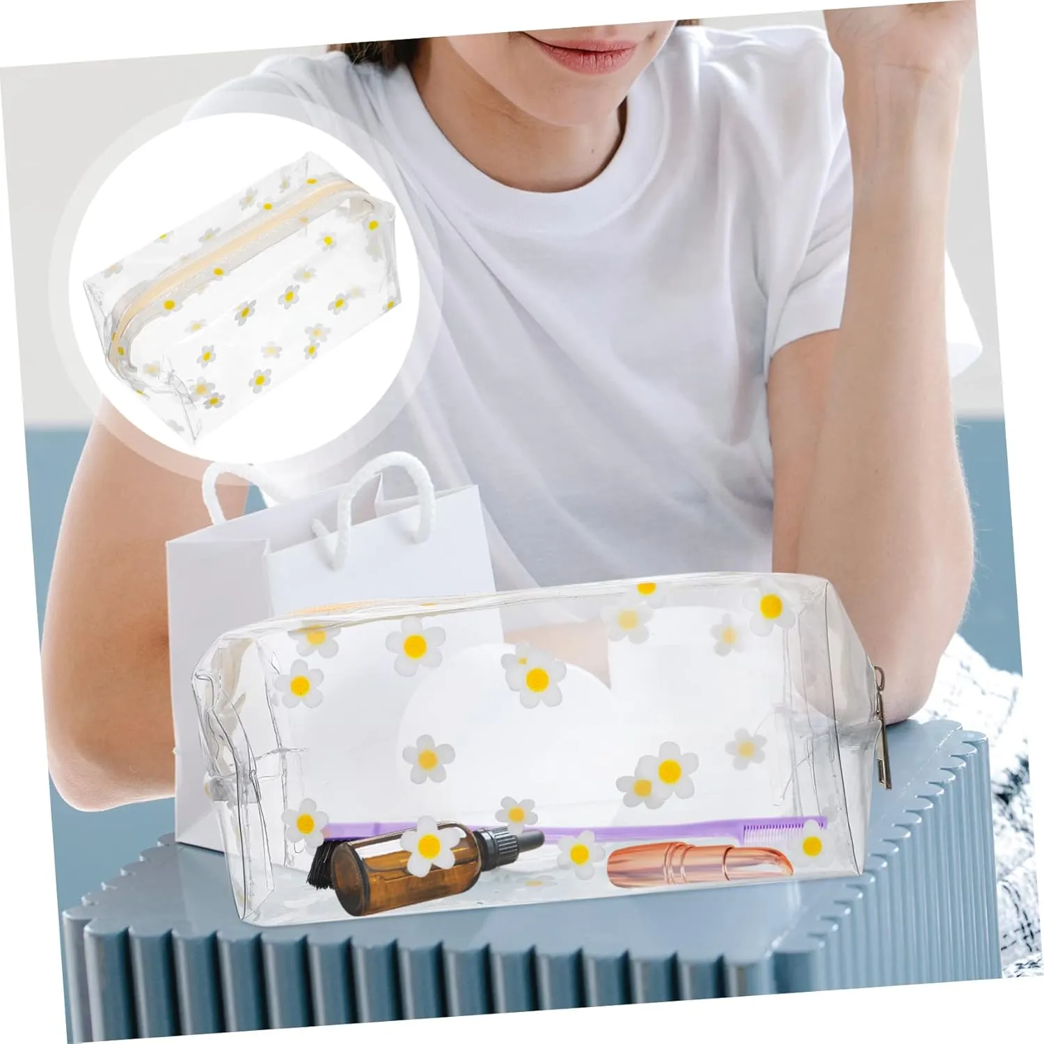DOITOOL Transparent Cosmetic Bag Travel Makeup Bag Cosmetic Wash Bag Large Capacity Bag Girl Storage Bags, As Shown 1, medium