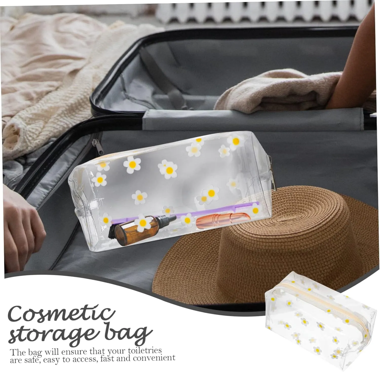 DOITOOL Transparent Cosmetic Bag Travel Makeup Bag Cosmetic Wash Bag Large Capacity Bag Girl Storage Bags, As Shown 1, medium