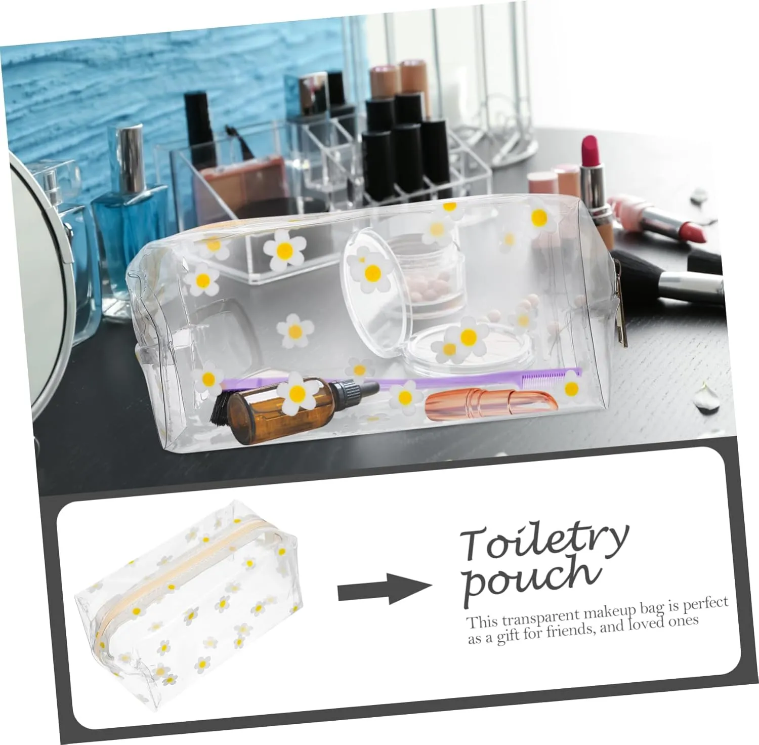 DOITOOL Transparent Cosmetic Bag Travel Makeup Bag Cosmetic Wash Bag Large Capacity Bag Girl Storage Bags, As Shown 1, medium