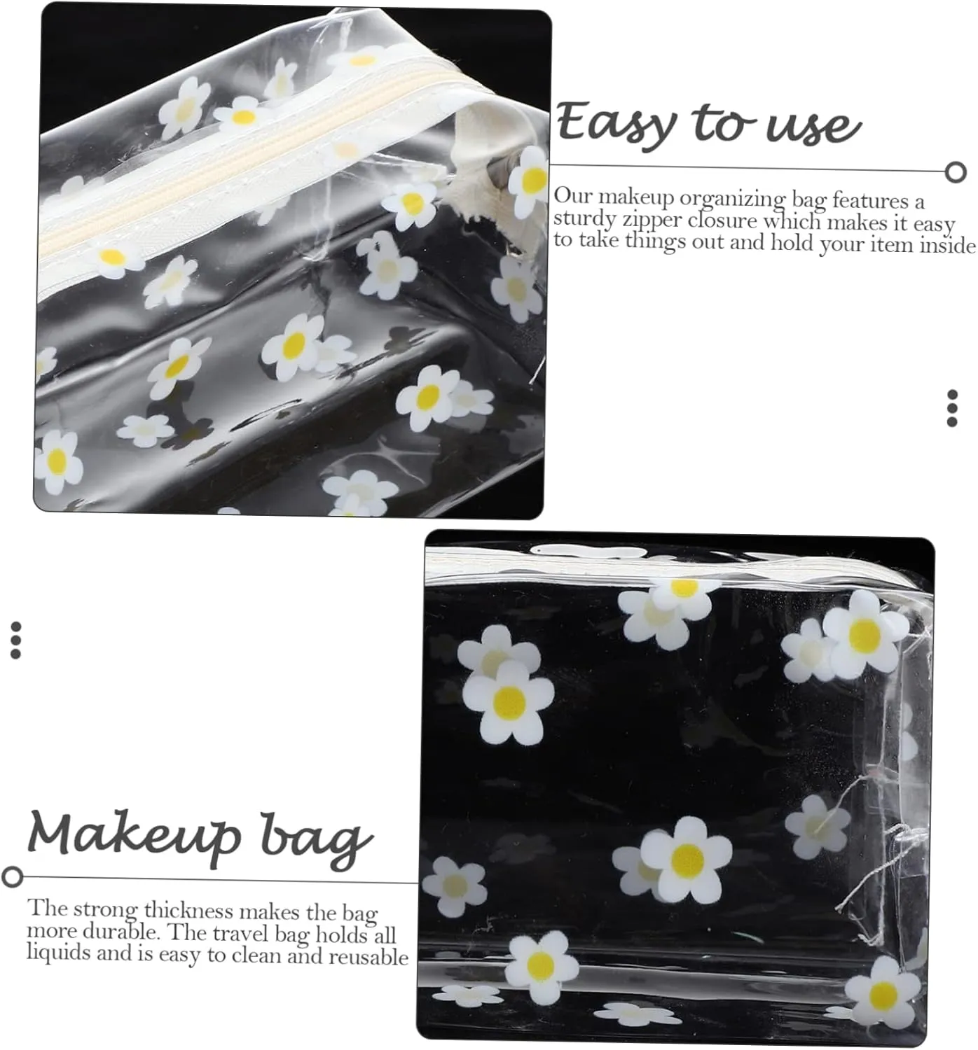DOITOOL Transparent Cosmetic Bag Travel Makeup Bag Cosmetic Wash Bag Large Capacity Bag Girl Storage Bags, As Shown 1, medium