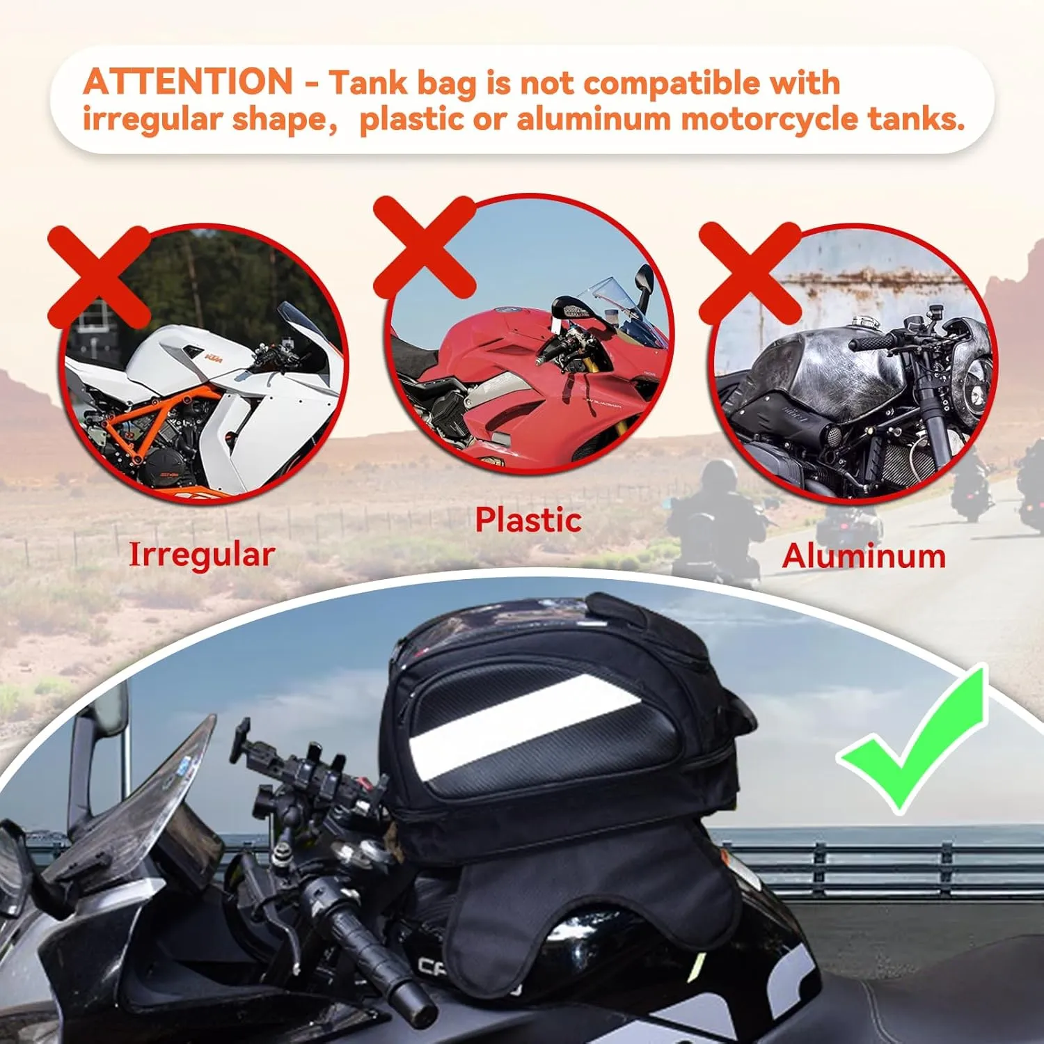 Dracarys Motorcycle Tank Bag - Oxford Saddle Black Motorbike Bag - Strong Magnetic Bag for Honda Yamaha Suzuki Kawasaki Harley