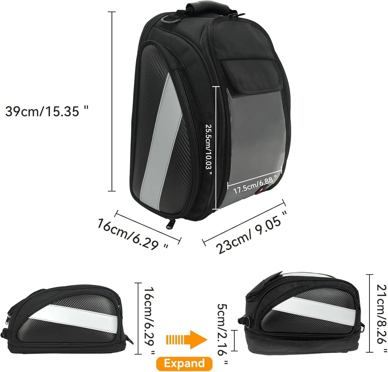 Dracarys Motorcycle Tank Bag - Oxford Saddle Black Motorbike Bag - Strong Magnetic Bag for Honda Yamaha Suzuki Kawasaki Harley
