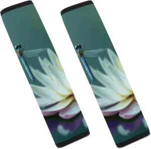 Dragonfly with Water Lily Auto Seat Belt Cover 2PCS Universal Car Seat Belt Shoulder Protector Pad, Protect Your Shoulders and Neck for Car Seat Belt, Shoulder Bag, Backpack