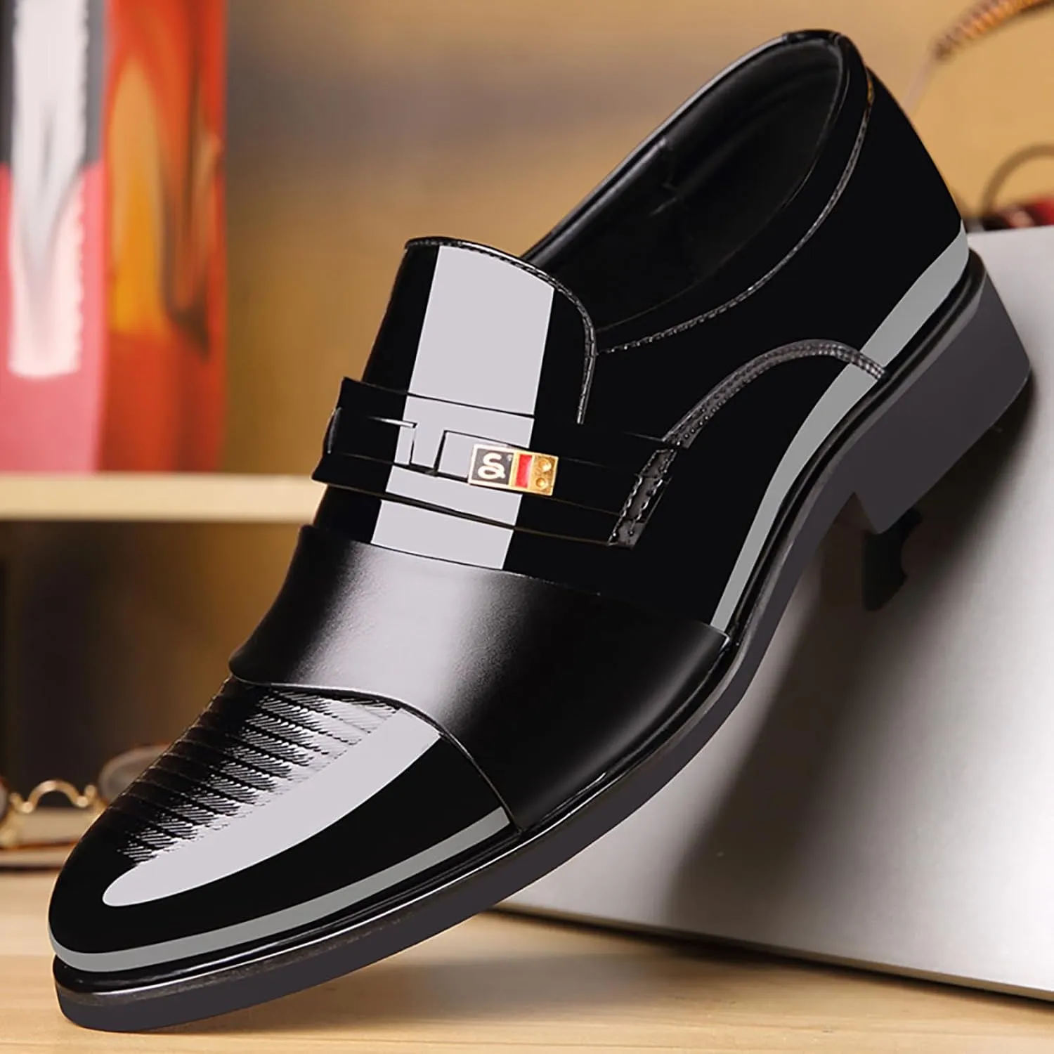 Dress Shoes for Men Comfortable Men's Shoes Business Casual Cowhide Shoes Fashion Versatile Men's Black Dress Loafers