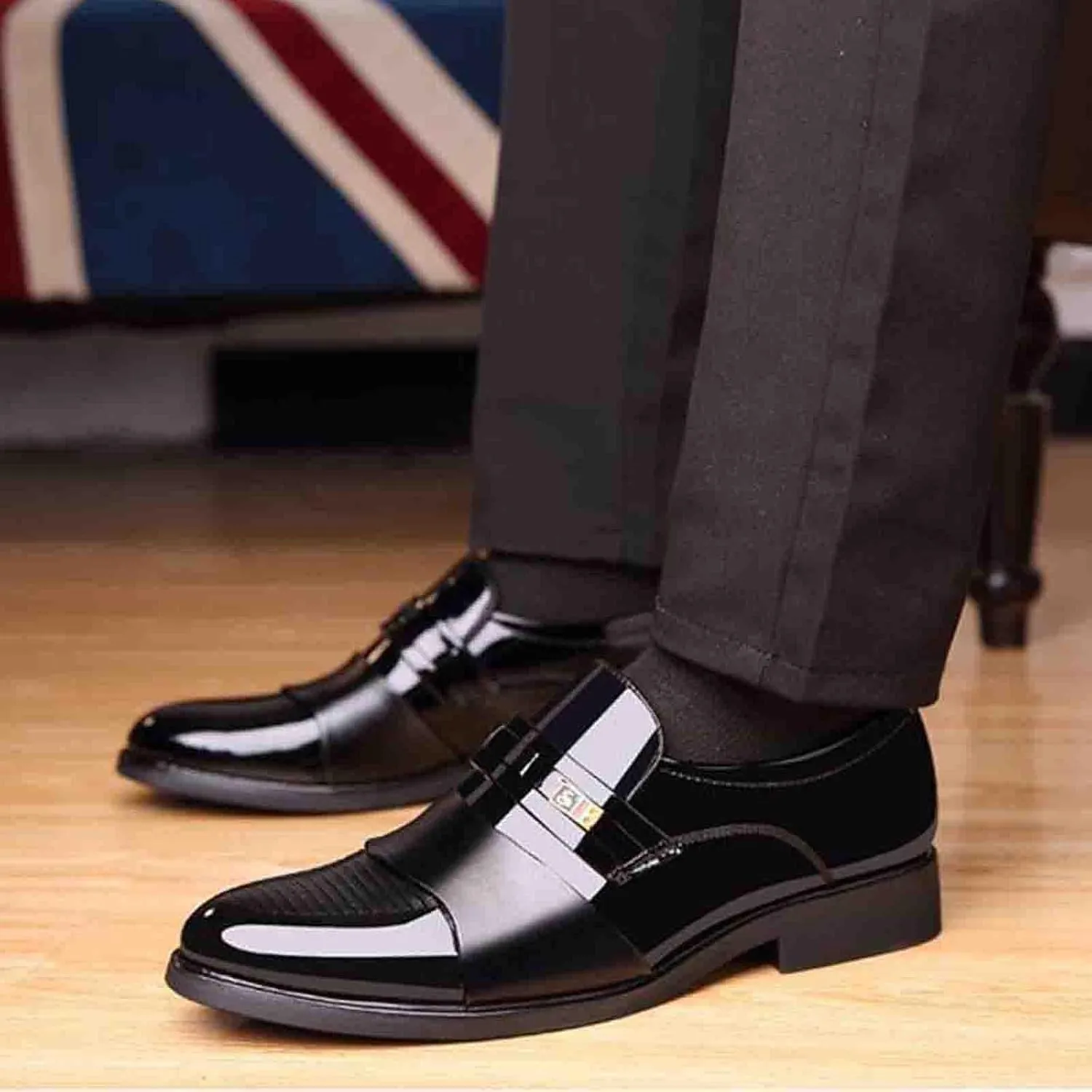 Dress Shoes for Men Comfortable Men's Shoes Business Casual Cowhide Shoes Fashion Versatile Men's Black Dress Loafers