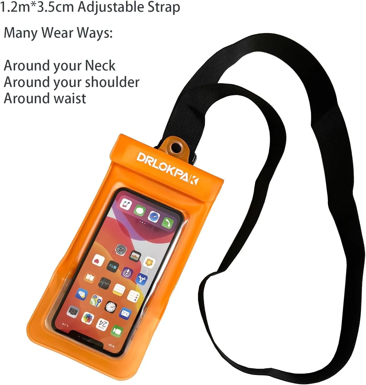 DRLOKPAK surfing waterproof Waist pouch Crossbody Chest Bag Fanny Pack Snorkeling Swimming Bag Beach Floating Dry Phone case holder (Orange)