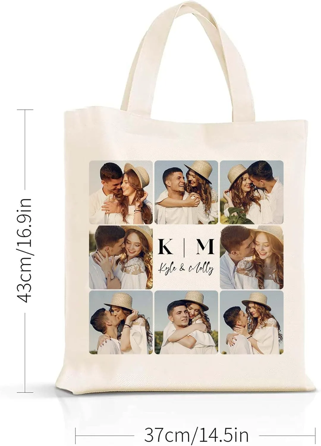 Easycosy Personalized Tote Bag Canvas Tote Bag with Picture Text Customized Reusable Grocery Bag Floral Gifts Bag for Women
