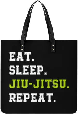 Eat Sleep Jiu-Jitsu Repeat Novelty Tote Bags for Women Funny Handbags Top Handle Purses Crossbody Shoulder Bag Fashion