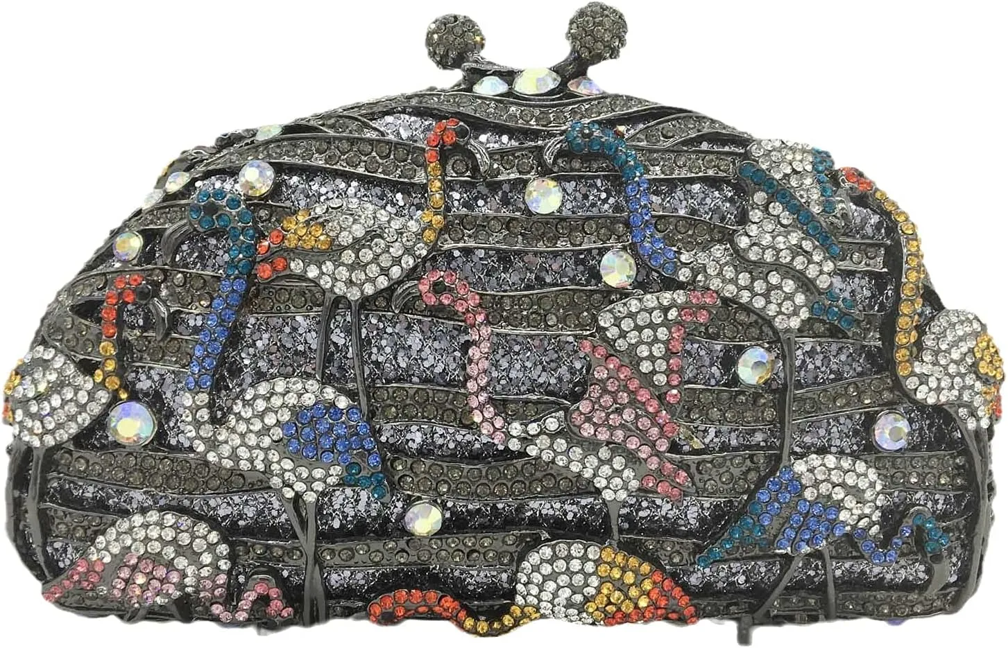 Elegant Flamingo Clutch Women Crystal Evening Purses and Handbags Luxury Wedding Party Bridal Rhinestone Bag