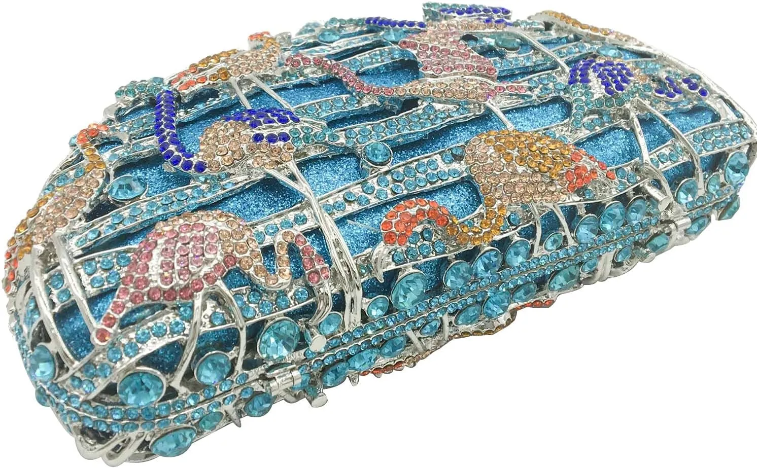 Elegant Flamingo Clutch Women Crystal Evening Purses and Handbags Luxury Wedding Party Bridal Rhinestone Bag