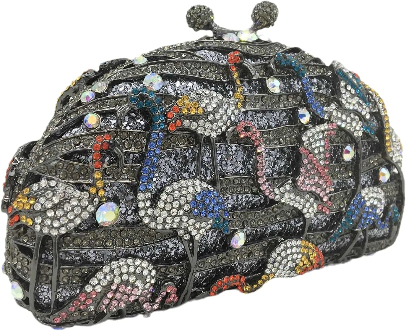 Elegant Flamingo Clutch Women Crystal Evening Purses and Handbags Luxury Wedding Party Bridal Rhinestone Bag