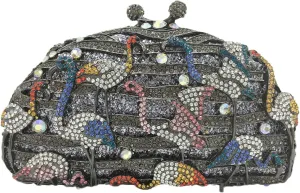Elegant Flamingo Clutch Women Crystal Evening Purses and Handbags Luxury Wedding Party Bridal Rhinestone Bag