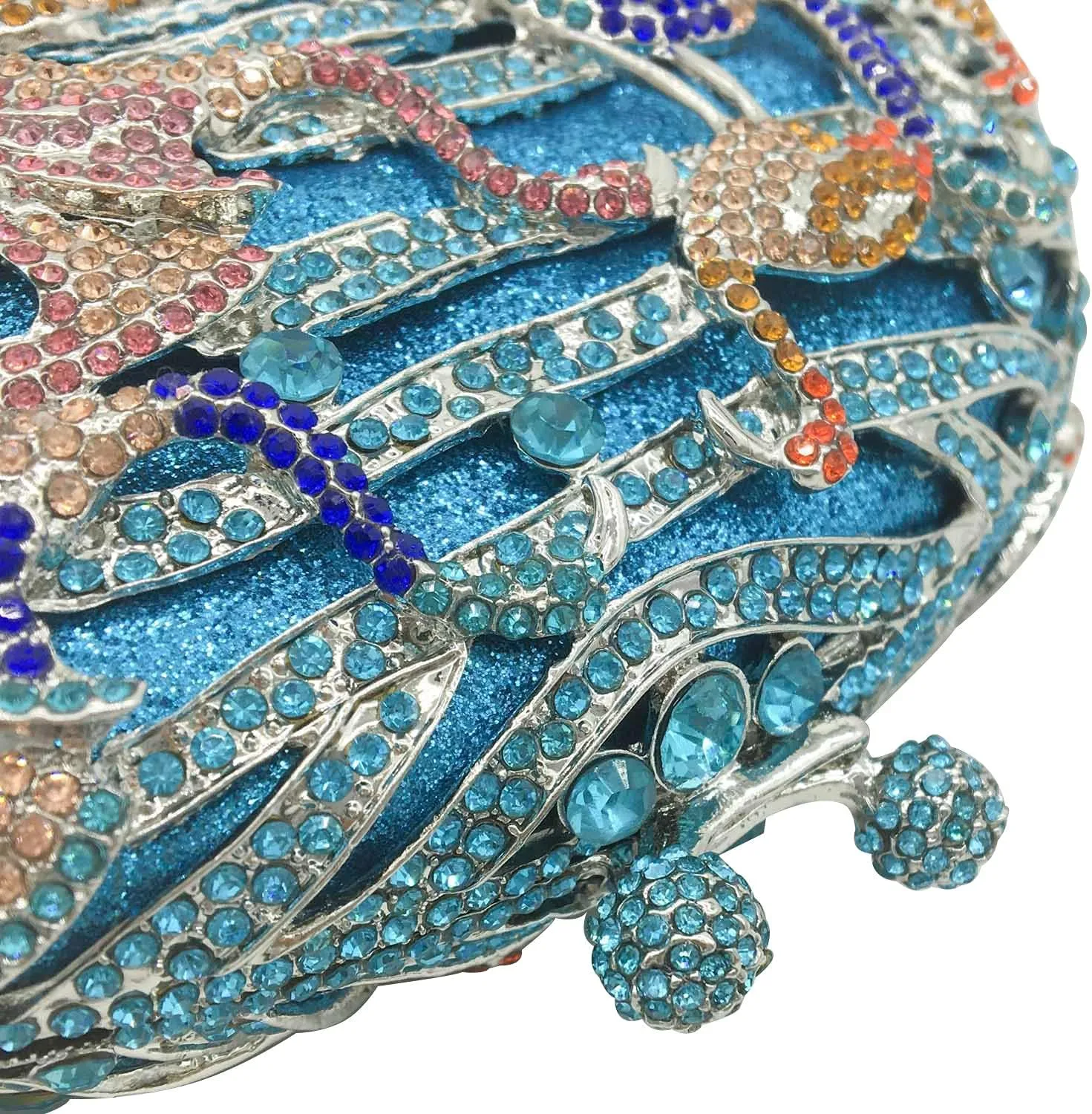 Elegant Flamingo Clutch Women Crystal Evening Purses and Handbags Luxury Wedding Party Bridal Rhinestone Bag