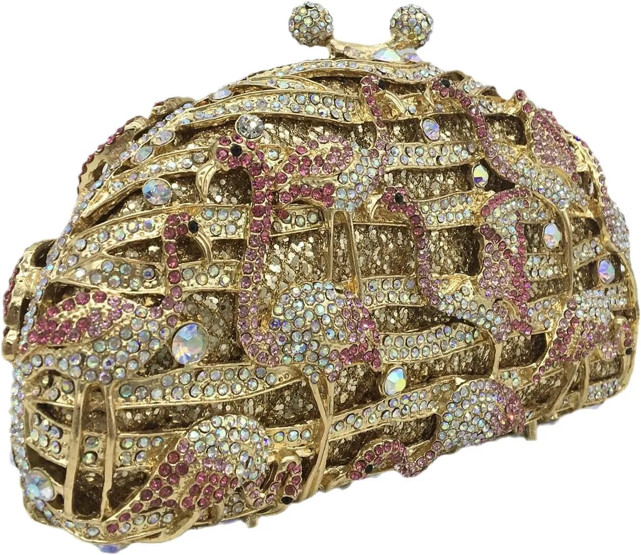 Elegant Flamingo Clutch Women Crystal Evening Purses and Handbags Luxury Wedding Party Bridal Rhinestone Bag