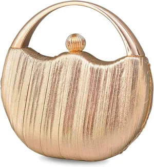 Elegant Shoulder Sparkly Handbag Pleated Round Hard shell Crossbody Women Clutch Glitter Evening Bridal Wedding Purse