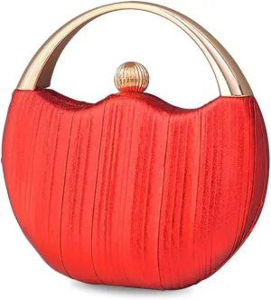 Elegant Shoulder Sparkly Handbag Pleated Round Hard shell Crossbody Women Clutch Glitter Evening Bridal Wedding Purse