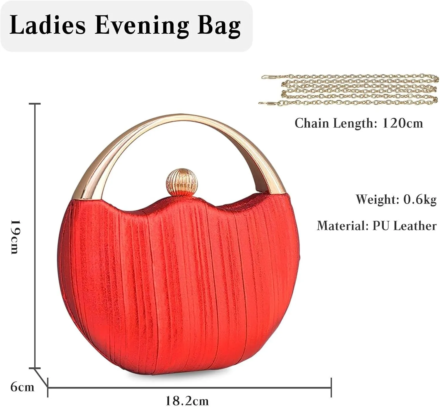 Elegant Shoulder Sparkly Handbag Pleated Round Hard shell Crossbody Women Clutch Glitter Evening Bridal Wedding Purse