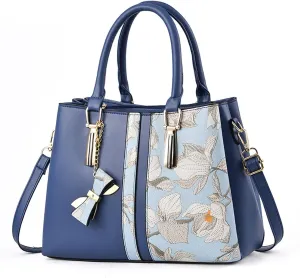 Embroidered Bags Large Capacity Handbag Fashion Shoulder Bags Shoulder Sling Bag (Dark Blue, One Size)