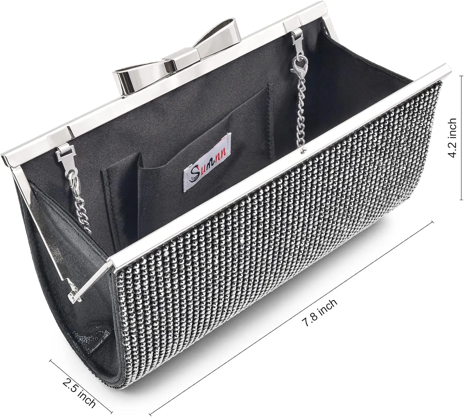 Evening Clutch Bag Cocktail Prom Sparkly Rhinestone Crystal Bride and Bridesmaid Wedding Party Formal Purses for Women
