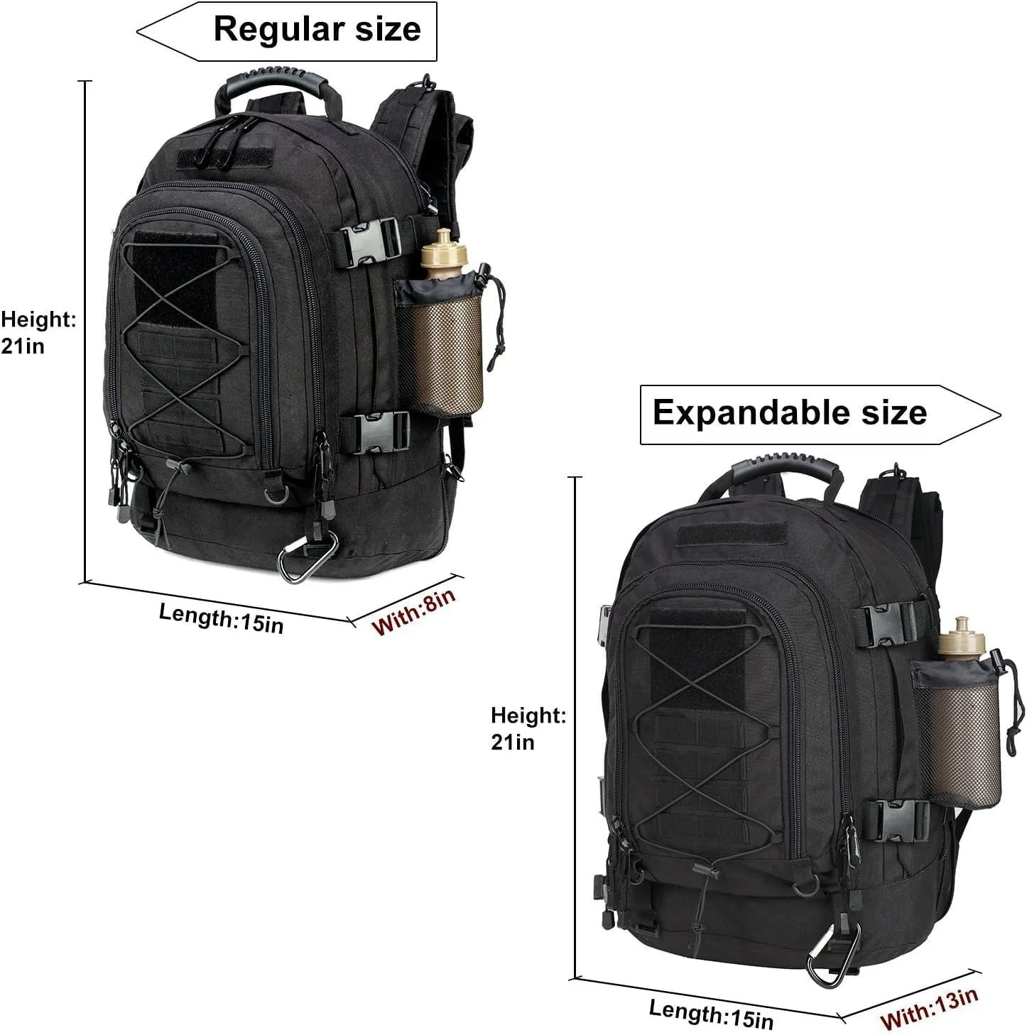 Expandable 40-64L Military Tactical Backpack 3 Day Bag Hiking Gym Sport Camping