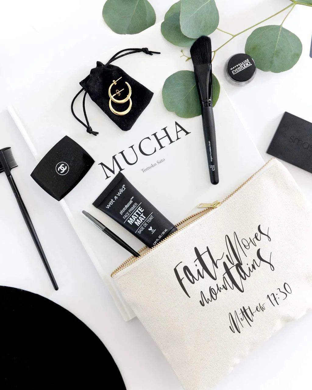 Faith Moves Mountains, Matthew 17:30 Religious Bible Verse Cosmetic Bag, Makeup and Travel Pouch