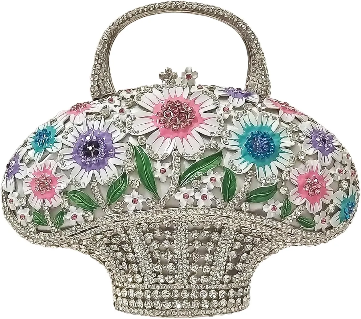 Fancy Vintage Flower Crystal Clutch Sunflower Basket Rhinestone Purse Women Evening Bag Party Cocktail Bag