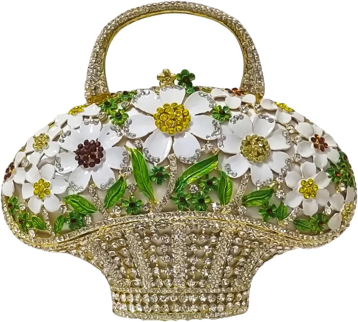 Fancy Vintage Flower Crystal Clutch Sunflower Basket Rhinestone Purse Women Evening Bag Party Cocktail Bag