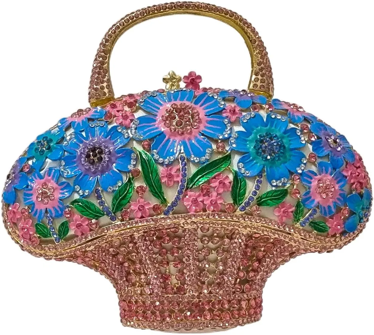 Fancy Vintage Flower Crystal Clutch Sunflower Basket Rhinestone Purse Women Evening Bag Party Cocktail Bag