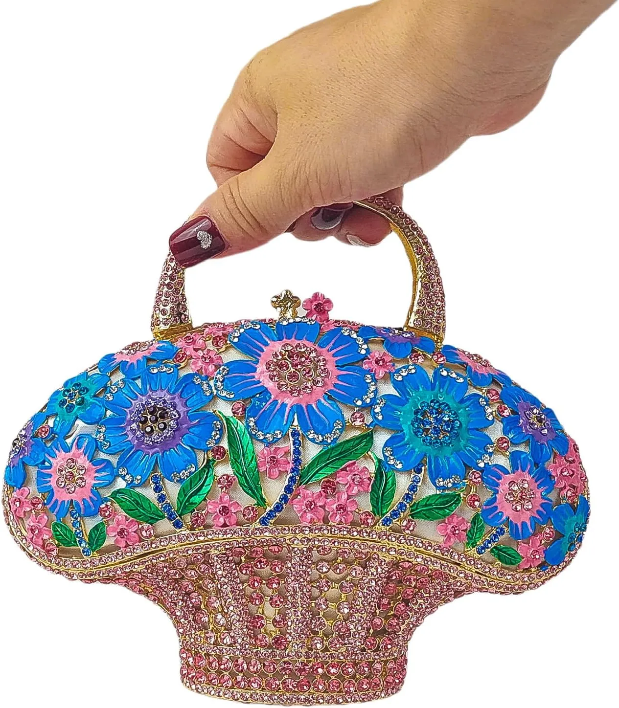Fancy Vintage Flower Crystal Clutch Sunflower Basket Rhinestone Purse Women Evening Bag Party Cocktail Bag