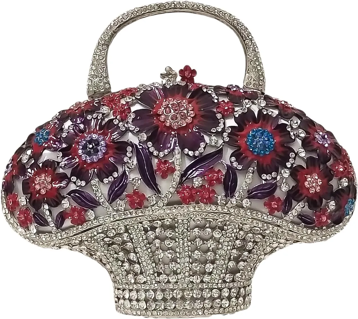Fancy Vintage Flower Crystal Clutch Sunflower Basket Rhinestone Purse Women Evening Bag Party Cocktail Bag