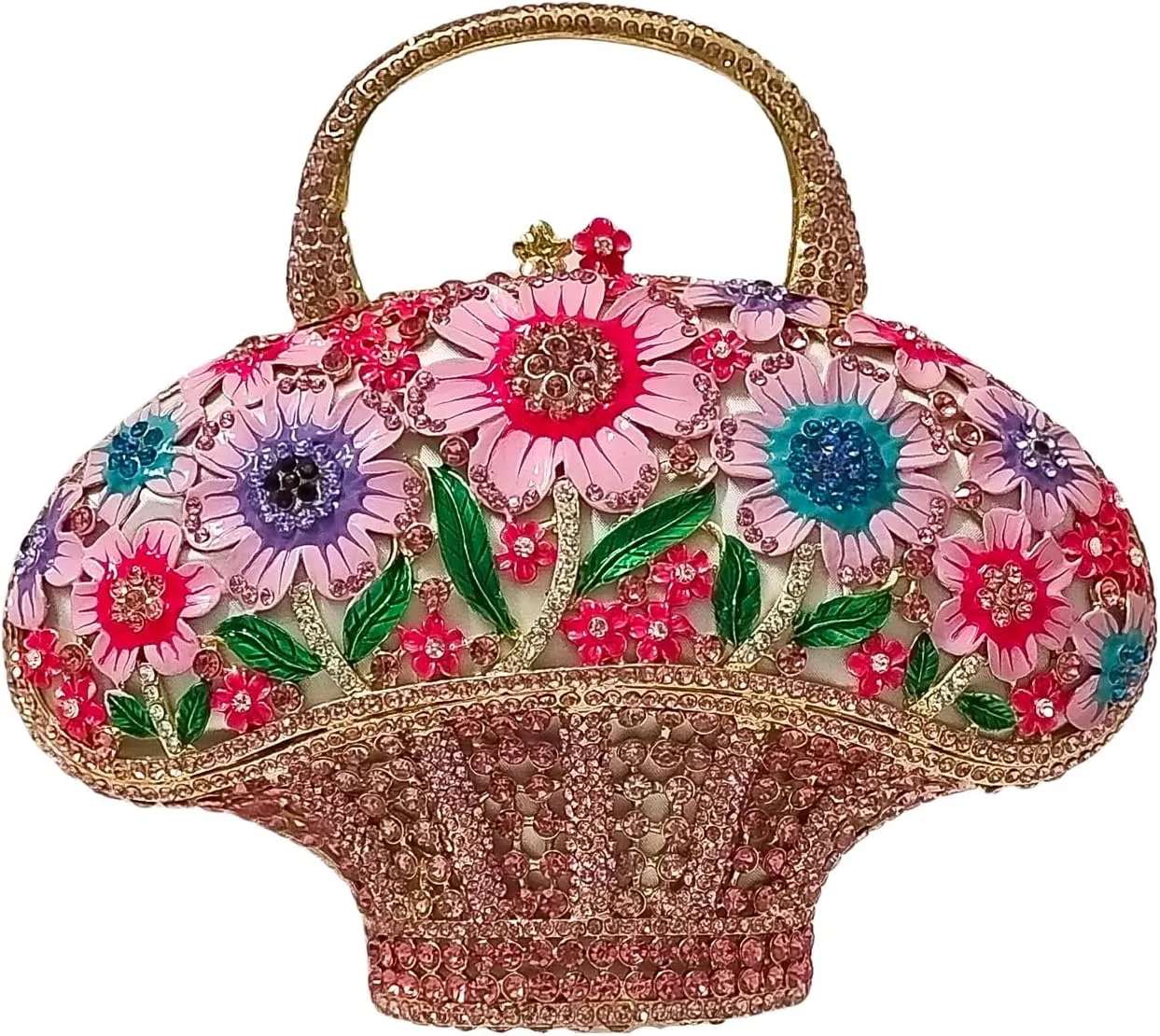 Fancy Vintage Flower Crystal Clutch Sunflower Basket Rhinestone Purse Women Evening Bag Party Cocktail Bag