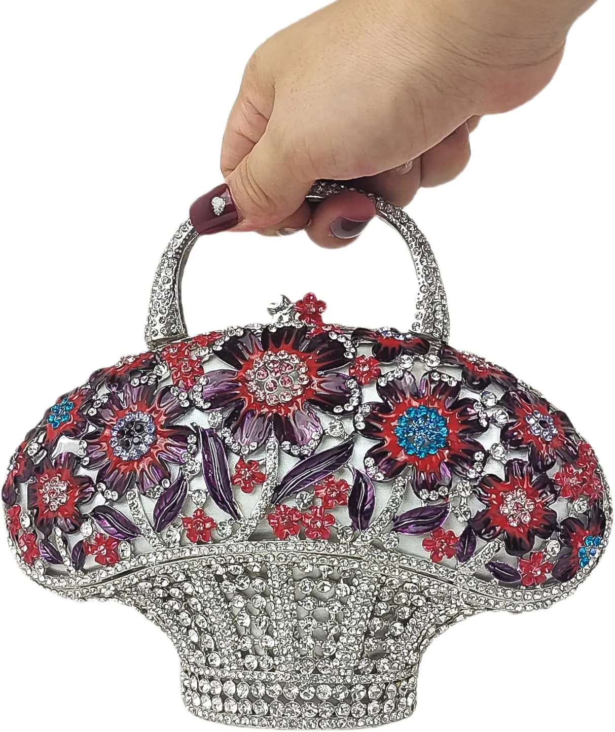 Fancy Vintage Flower Crystal Clutch Sunflower Basket Rhinestone Purse Women Evening Bag Party Cocktail Bag