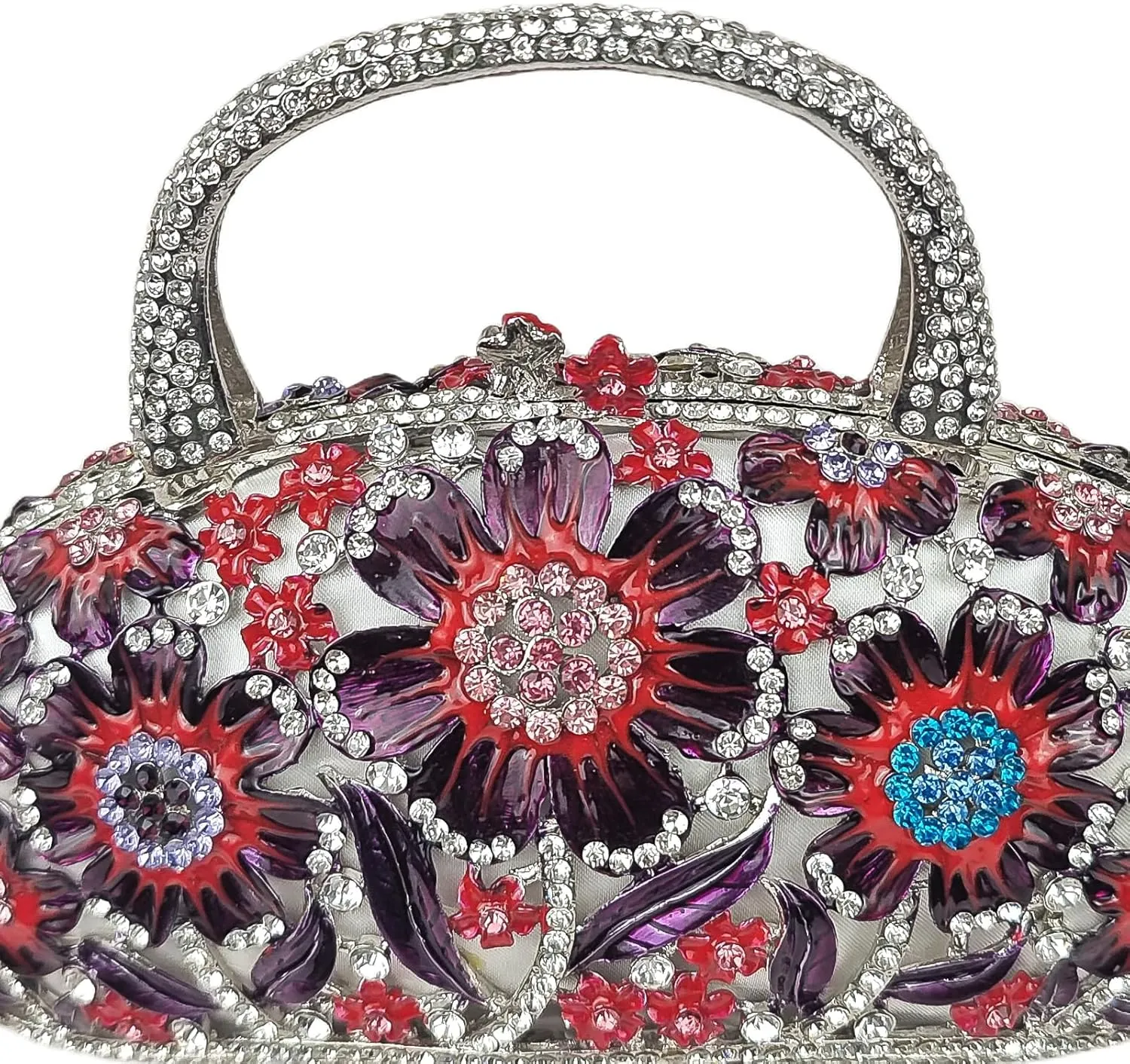 Fancy Vintage Flower Crystal Clutch Sunflower Basket Rhinestone Purse Women Evening Bag Party Cocktail Bag