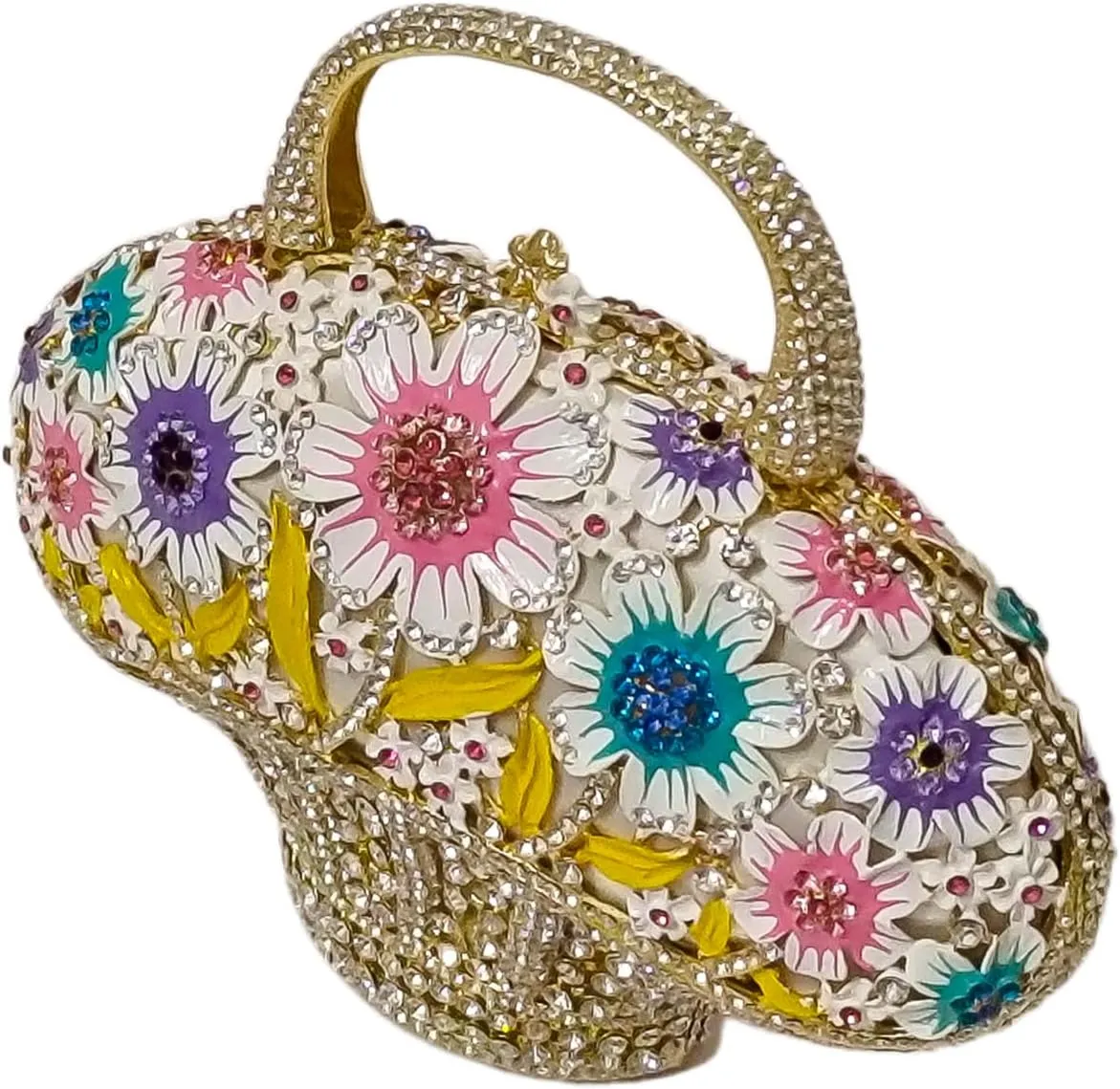 Fancy Vintage Flower Crystal Clutch Sunflower Basket Rhinestone Purse Women Evening Bag Party Cocktail Bag