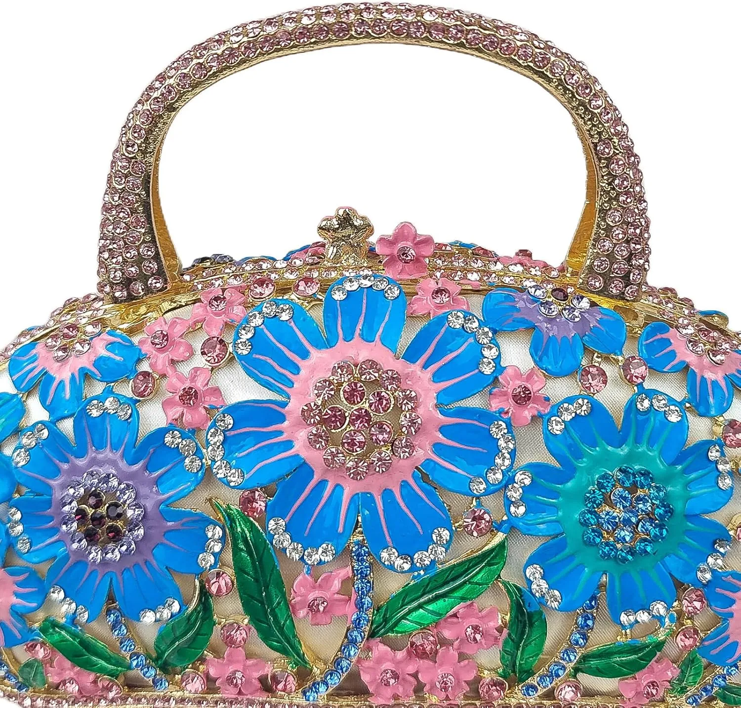 Fancy Vintage Flower Crystal Clutch Sunflower Basket Rhinestone Purse Women Evening Bag Party Cocktail Bag
