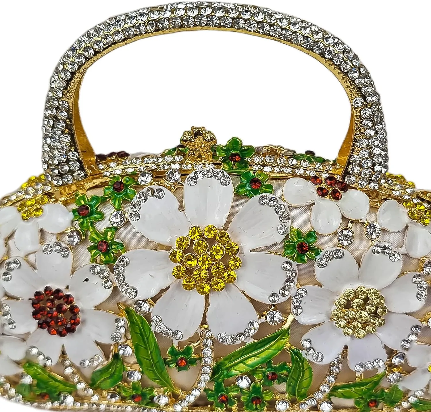 Fancy Vintage Flower Crystal Clutch Sunflower Basket Rhinestone Purse Women Evening Bag Party Cocktail Bag