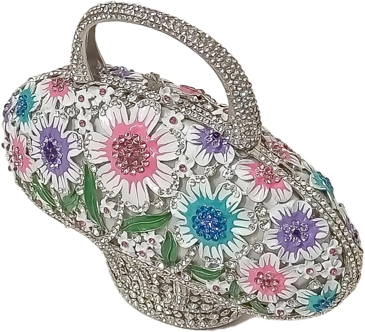 Fancy Vintage Flower Crystal Clutch Sunflower Basket Rhinestone Purse Women Evening Bag Party Cocktail Bag