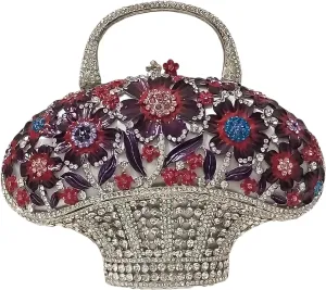 Fancy Vintage Flower Crystal Clutch Sunflower Basket Rhinestone Purse Women Evening Bag Party Cocktail Bag