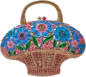 Fancy Vintage Flower Crystal Clutch Sunflower Basket Rhinestone Purse Women Evening Bag Party Cocktail Bag