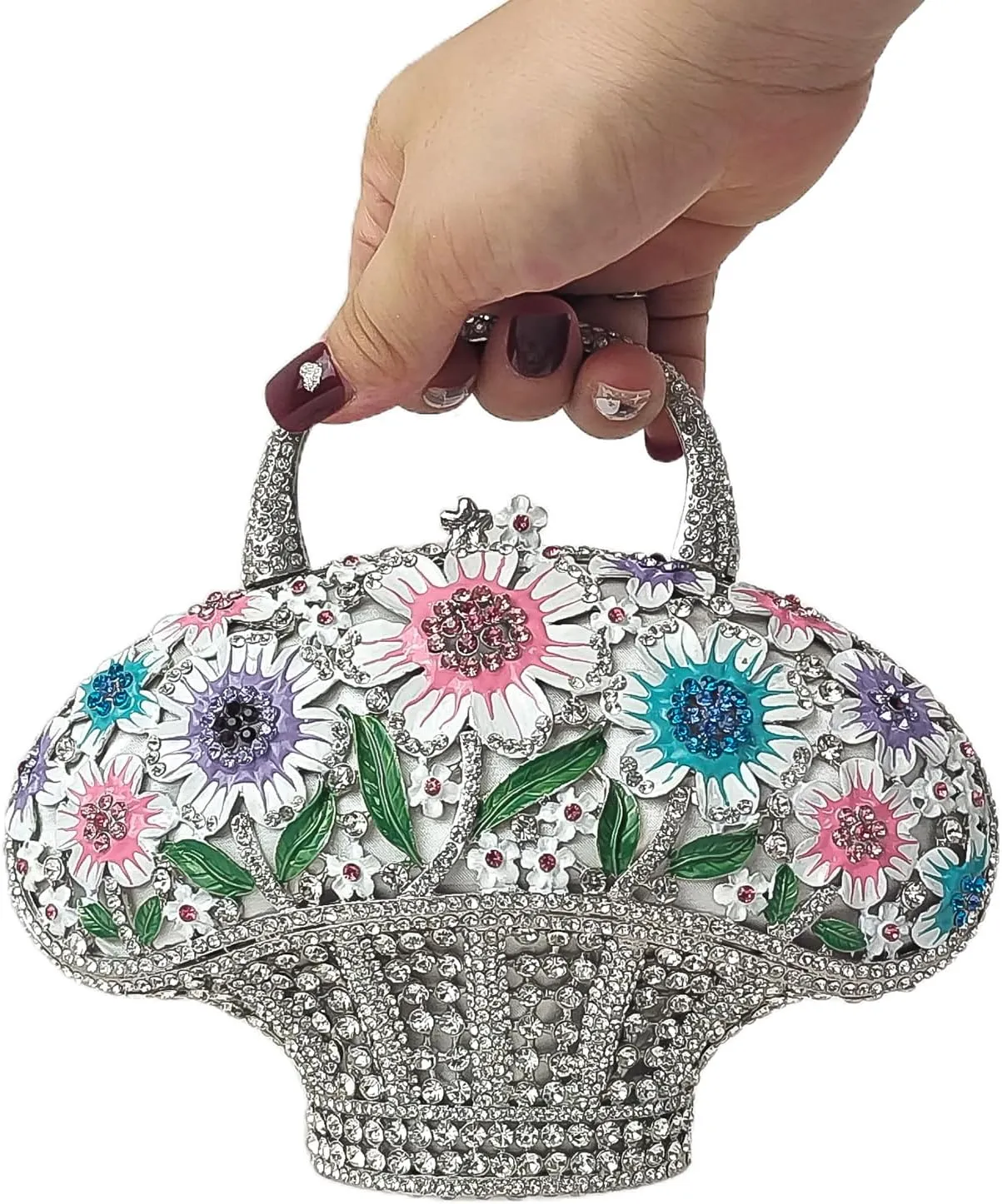Fancy Vintage Flower Crystal Clutch Sunflower Basket Rhinestone Purse Women Evening Bag Party Cocktail Bag
