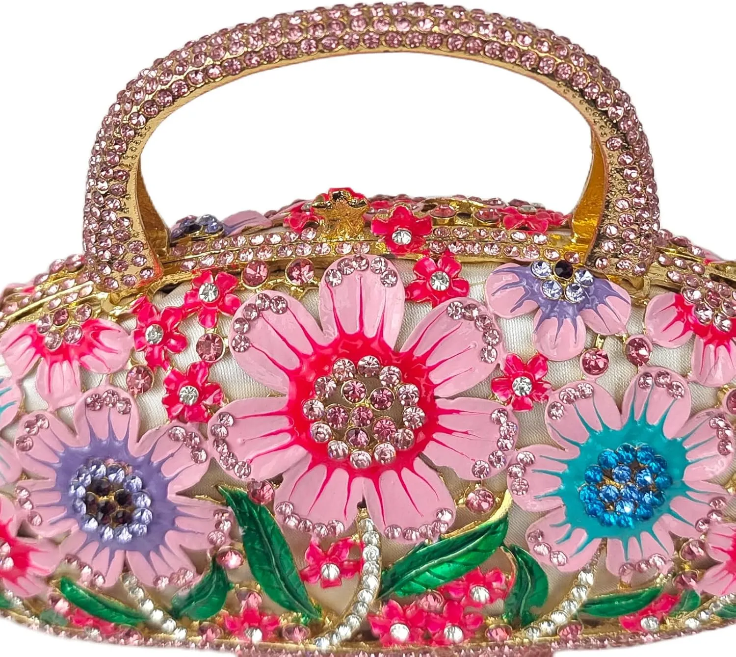 Fancy Vintage Flower Crystal Clutch Sunflower Basket Rhinestone Purse Women Evening Bag Party Cocktail Bag